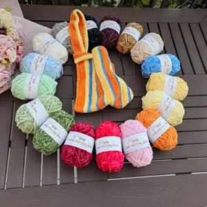 SMB 12rolls*50g Per Bag Mix Colors 100%Polyester Soft Fancy Chenille Yarn for Hand Knitting DIY Bags Blanket Yarn