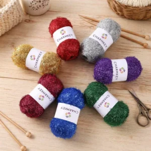 Scrubbing Dishcloth Scrubby Yarn 100% Polyester Knitting Crochet Doll Hat Craft Eyelash Sparkle Dyed Sewing Weaving