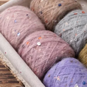 Sequined Organic Cotton Core Spun Hand Knitted Yarn Factory Made in China