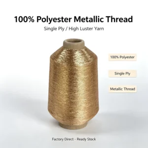 Shiny Golden Metallic Mercerized Filament Embroidery Thread with High Tenacity for Crochet and Hand Knitting