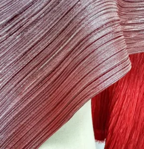 Shiny Liquid 100 Polyester Knit Crystal Laser Pleated Lurex Metallic Foil Coated Silk Fabric