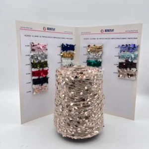 Shiny Oval Paillette Fancy Yarn 1/1.4NM Iridescent Sequin Sparkle Yarn for Knitting Crochet Garment DIY Crafts