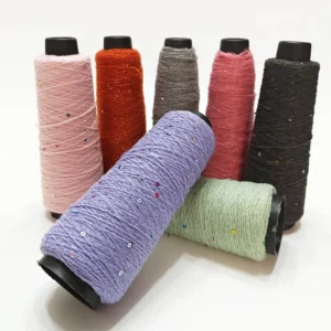 Shiny Rainbow Glitter Sequin Lurex Spun Yarn 15S/2 Acrylic Fancy Knitting Yarn Customized Color for Sweater Knitting
