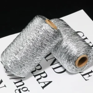 Shiny Silver Metallic Core Spun Yarn 1mm DIY Hand Knitting Crochet Thread Gift Wrapping Weaving Craft Yarn