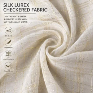 Silk Jacquard Fabric with Lurex Check Pattern Woven Textile for Fashion Brands and Bulk Apparel Manufacturing