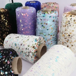 Silk Smooth Pure Cotton DIY Hand Woven Large Small Sequin Yarn Ball Cross Border Fancy Yarn Rainbow Sequin