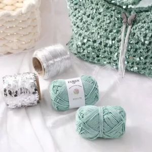 Silver Hollow Yarn Ball Handmade Hand Knitting Weaving Embroidery Sewing DIY Material Kit Crochet Scarf Sweater