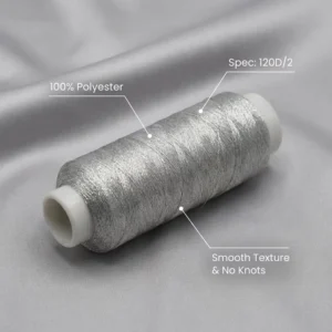 Silver Metallic High Temperature Resistant Mercerized Embroidery Thread 100% Polyester for Dress Clothing Crochet Sewing