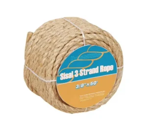 Sisal Rope 3/8″*50′ 3Strands Twisted Rope Lightweight Weather Resistant For Indoor Outdoor Use Rugs Marine And DIY Projects