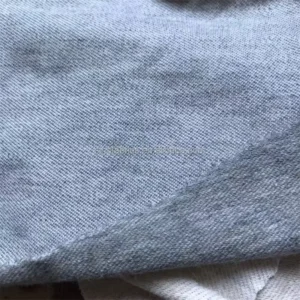 Slub Faux Denim Fabric Recycled Polyester Viscose Nylon Stretch Washed Crinkle Knitted Reactive High Color Fastness Color Denim