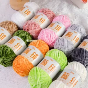 Snowball Bleached Chenille DTY 100% Polyester Thick Line Warm Velvet Handmade DIY Crochet Golden Hook Shoe Bon Scarf Ring Yarn