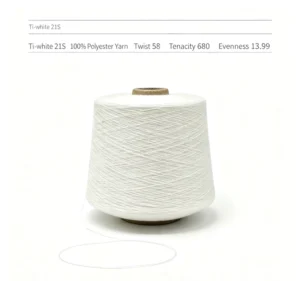 Sock Knitting Raw Material 21S Ti White 100% Polyester Yarn High Tenacity for Sewing