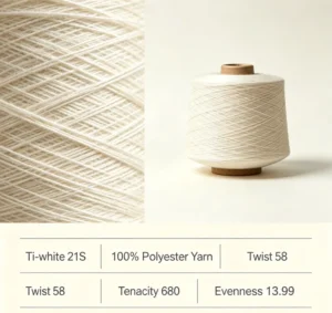 Sock Knitting Raw Material 21S Titanium White Polyester Yarn Stable Index