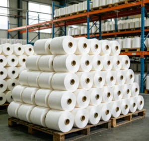 Sock Knitting Raw Material 32S Titanium White Polyester Yarn in Stock
