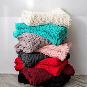 Sofa Throw Organic Nature Custom Chunky Knit Throw Blankets Yarn Woven Chenille Knitted Blanket