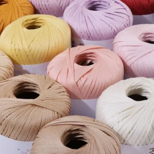 Soft Breathable Fancy Natural Cotton Raffia Yarn for Crocheting Knitting Handmade Bags
