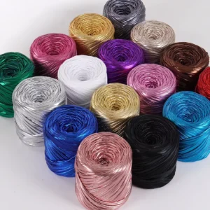 Soft Colorful Metallic Polyester Cloth Crochet Hand Woven T Shirt Yarn for Punk Style Bags Luxury Ribbon Cord Craft Projects