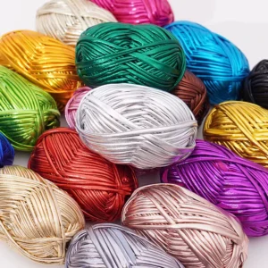 Soft Colorful Metallic Polyester Cloth Yarn for Crochet Hand Woven T Shirt Fancy DIY Punk Style Bags Strong Smooth Large Ball