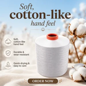 Soft Hand Feel 40/1 Full Dull Cotton Like Yarn Anti bacterial Breathable Moisture Wicking Functional Yarn for Textile Weaving