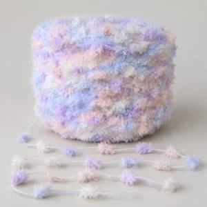 Soft Rainbow Bubble Pompom Knot Yarn Strong Polyester Space Dyed Chunky for Hand Knitting Crochet Baby Blanket Scarf Sweater