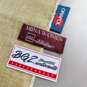 Soft Satin Woven Eco friendly Silk Screen Printed Clothing Labels with Custom Brand Logo Size Fold Design for Apparel Brand