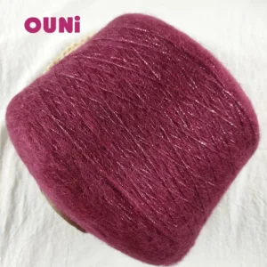 Softness Red Color Thicker 1/3.8Nm 38% Mohair 20% Wool 35% Nylon 7% Metallic Blend Yarn for Hat Sweater