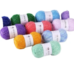 Sparkle Fancy Yarn High Tenacity Knitting Yarn 100% Polyester DIY Handmade Bag