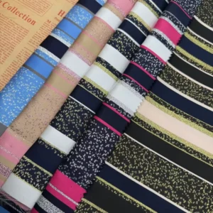 Striped Jacquard Brocade Metallic Flowers Colorful Fabric for Dress