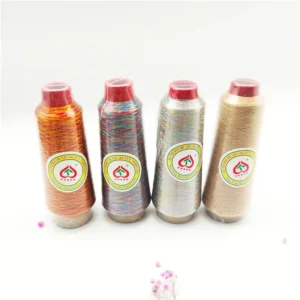 Strong High Tenacity Mercerized Dyed Texturized Metallic Yarn M MS MX MH Nylon Metallic Thread for Embroidery Machine