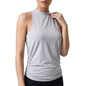 Summer 120grams Gray Solid Color Collarless Sleeveless Short Length Cami Top Modal Blend Cotton Women Top