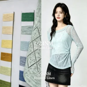 Summer Fancy Dyed Lightweight Linen Blend Yarn 1/24NM 10% Linen 20% Lyocell 40% Acrylic 30% Polyester Breathable Yarn