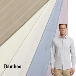 Sustainable Bamboo Polyester Spandex Yarn Dyed Fabric Moisture Wicking Wrinkle Free for Men Shirts