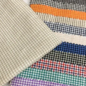 Sustainable Eco-Friendly Breathable Woven Yarn Dyed Houndstooth Organic Lightweight Linen Fabric Blouse Shirt Dress Sofa