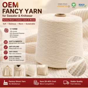 Sustainable Recycled Polyester Acrylic Spandex Blended 1/14NM Colorful Soft Warm Knitting Fancy Yarn for Winter Outerwear