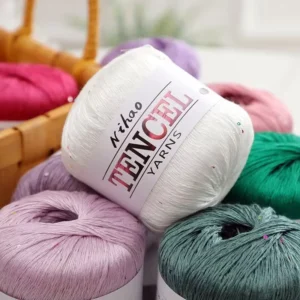 T Shirt Knitting Yarn Sequin Lyocell Yarn Glitter Multi Colors Weaving Sequin Fancy Tencel Sequin Crochet Yarn