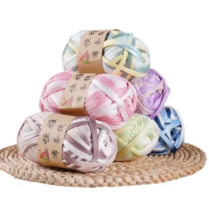 T Shirt Yarn Crochet Handbag Fancy Yarn Super Soft Feeling All Recycled 100%polyester Hand Knitting Multicolor Yarn