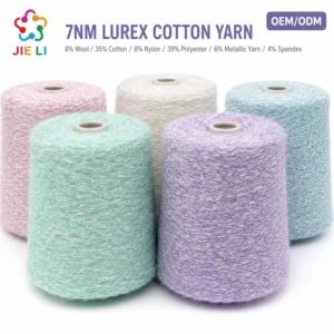 Thread Plush Yarn 7NM/1 Cotton Wool Fancy Knitwear 35% Cotton 8% Wool 6% Lurex Dyed Eco-Friendly