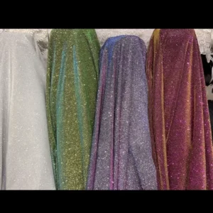 Two Tone Polyester Knitted Iridescent Fabric With Glitter for Women’s Prom Dress