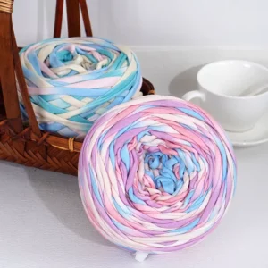 Variegated Segment Dyed 6 Strands Large Fabric Strip Yarn Super Bulky Cotton Blended Knitting Thread for Carpet Pet Bed