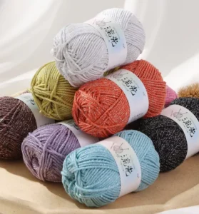Variegated Yarn for Crocheting Polyester Silver Metallic Blend Colorful Knitting Yarn for Handmade DIY Crafts Yarn