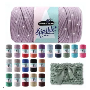 Various Colors 95% Polyester and 5% Spandex T Shirt Yarn Sparkle T shirt Yarn for Crochet