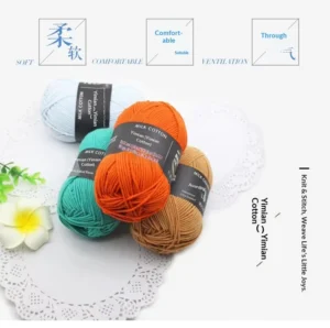 Various Colors Stock DIY Hand Knitting Weaving Acrylic Cotton Blended 4ply 50g Anti-Pilling Strong Ring Embroidery Yarn