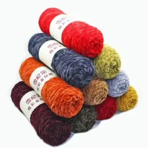 Velvet Chenille Blanket Multicolor Golden Yarn For Crocheting And Knitting Super Bulky 100g