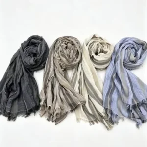 Vintage Washed Dyed Soft Voile Crinkle Textured Breathable Lightweight Durable Modal Hijab Scarf Muslim Shawl Fringe Women Daily