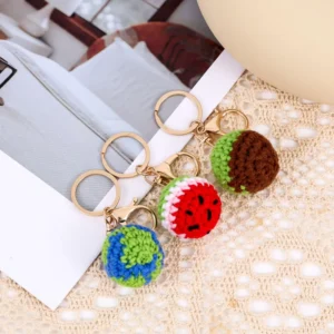 Watermelon Earth Pure Hand Knitted Wool Yarn Keychain Cross Border Toy