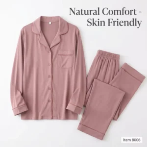 Women Long Sleeve Long Pants Modal PJs Silky Stretchy Viscose Loungewear For All Season Wear