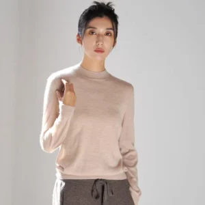 Women Thin Cashmere Base Layer 100% Cashmere Sweater Round Neck Solid Color Casual Cashmere Pullover