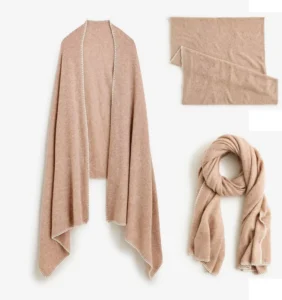 Women’s 100% Cashmere Winter Knitted Wrap with Whipstitch