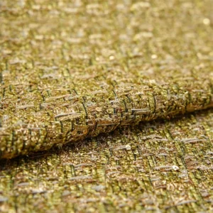 Women’s Suit Overcoat Dress Shiny Golden Tweed Fabric 20% Polyester 80% Metallic Yarn Woven Yarn Dyed Pattern