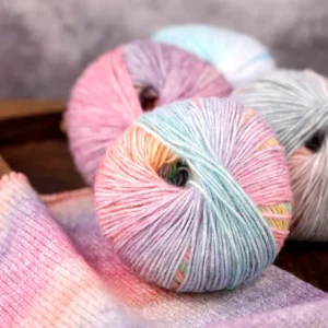 Wool Blended Glazed Cloud Cotton Yarn Scarf and Hat